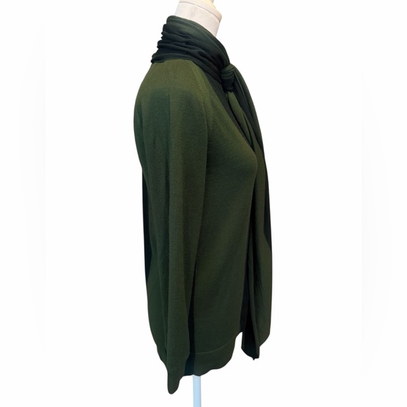 Chloe Olive/Black Colorblock Scarf Wrap Sweater Wool Blend Size 0 - Picture 4 of 5